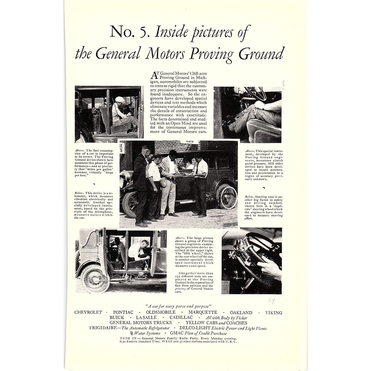 No 5 Inside Pictures of General Motors Proving Ground 6x10 1920s Original Ad D24