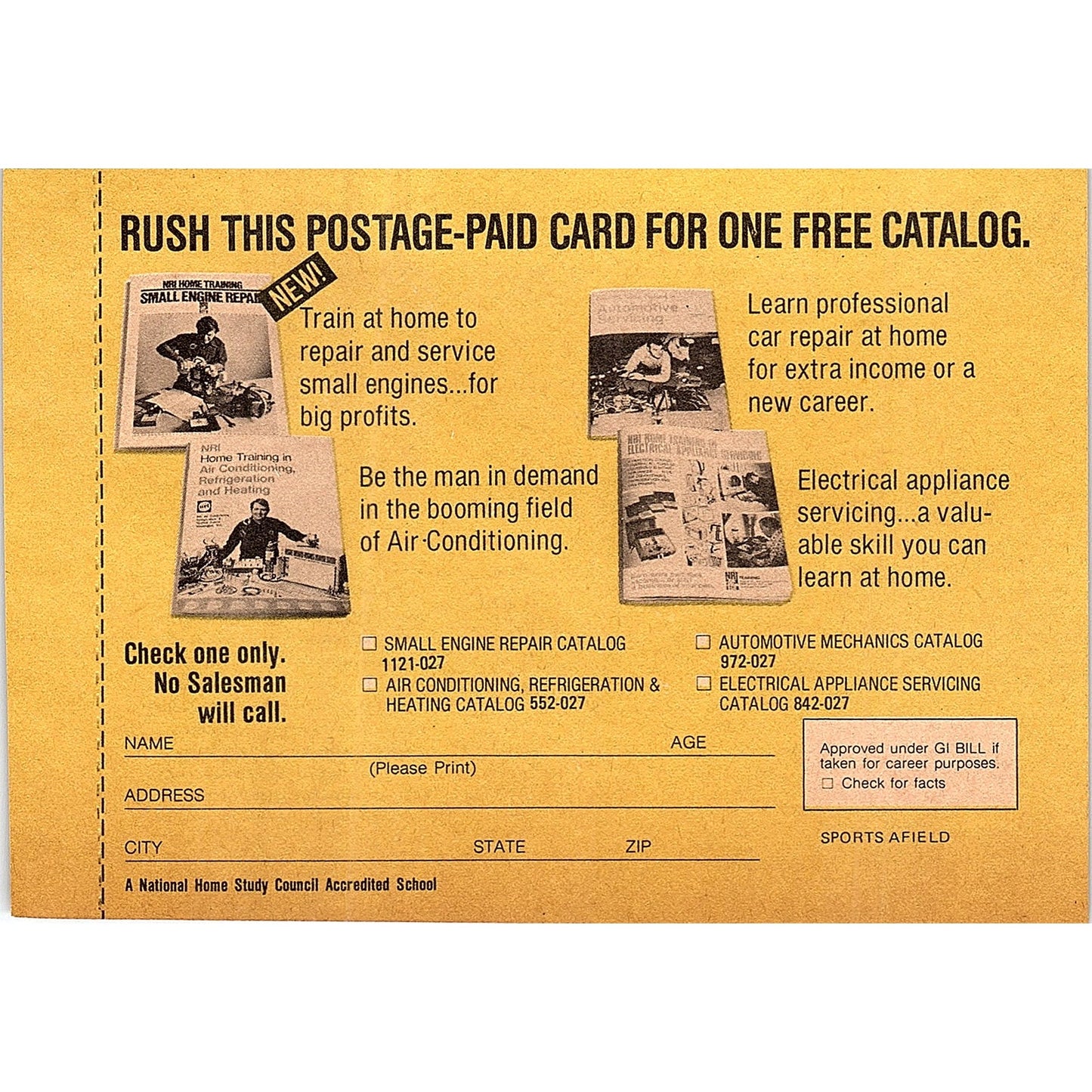 NRI Schools Washington DC Postal Mailing Card 1977 Ad AF6-5