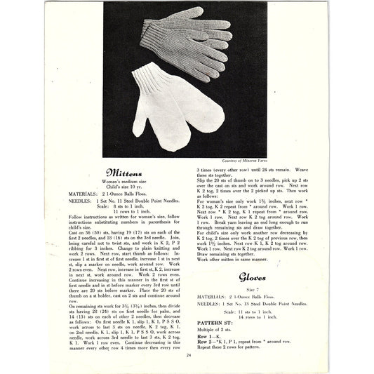 Women's and Children's Mittens and Gloves 1945 Knitting Pattern AG3-8