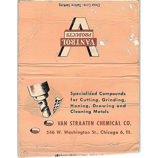 Van Straaten Chemical Co Chicago IL Vintage Large Matchbook Cover ML1-7