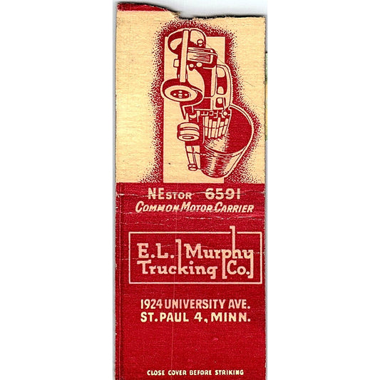 E.L. Murphy Trucking Co St. Paul MN Vintage Matchbook Cover SC7-Y1