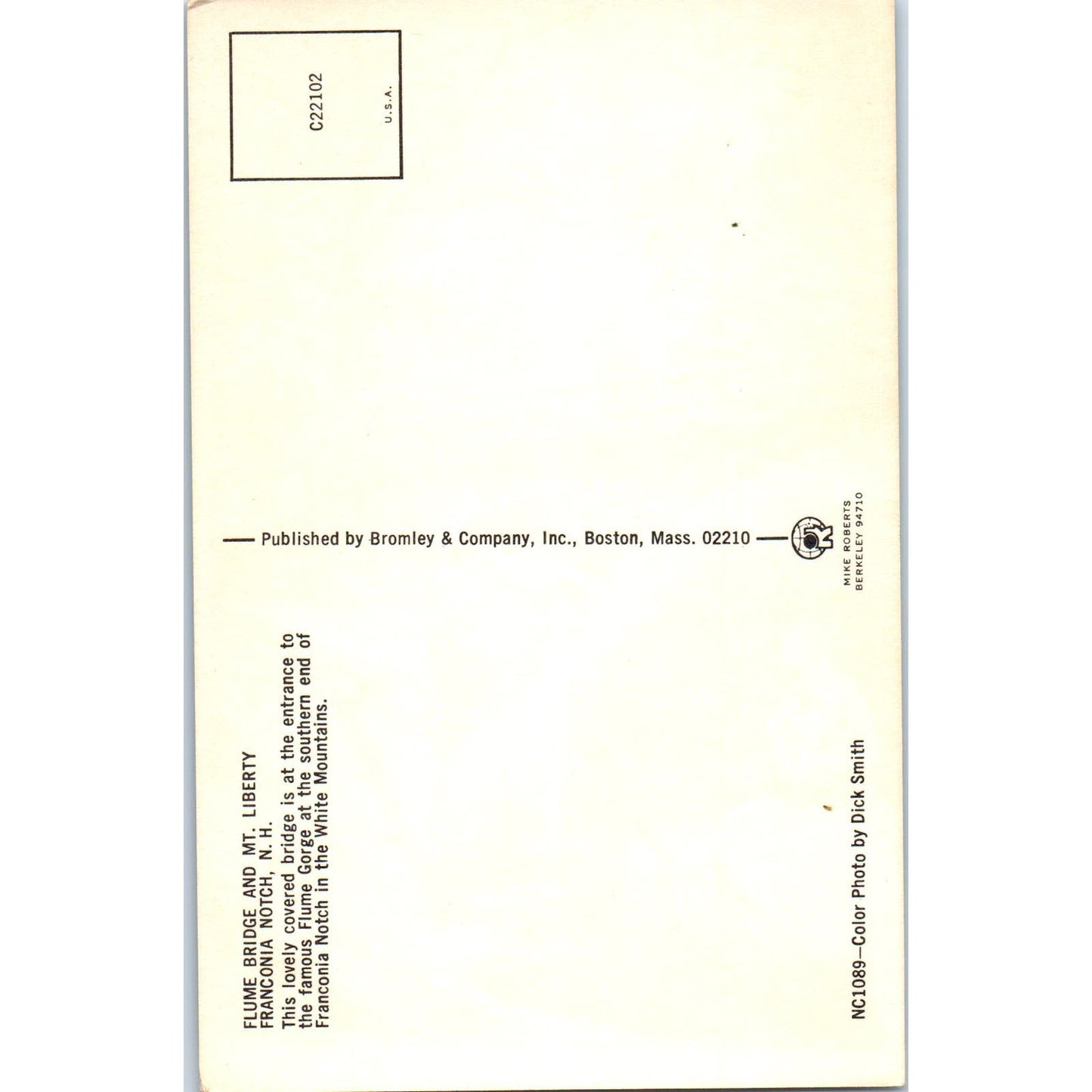 Flume Bridge Mt. Liberty Franconia Notch NH Covered Bridge Postcard PC3