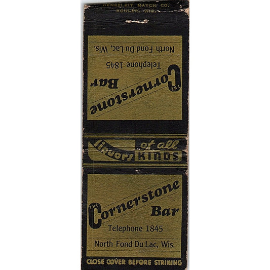 Cornerstone Bar Fond Du Lac WI Vintage Matchbook Cover SC7-Y4