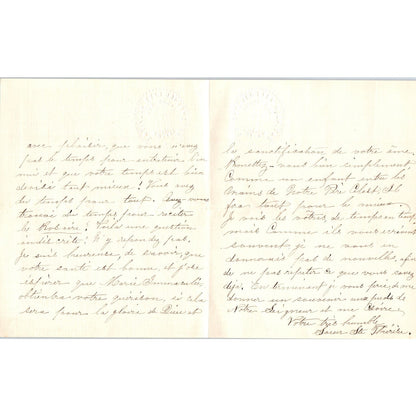 1908 Handwritten French Letter on Ogdensburg City Hospital Asylum Letterhead AE6