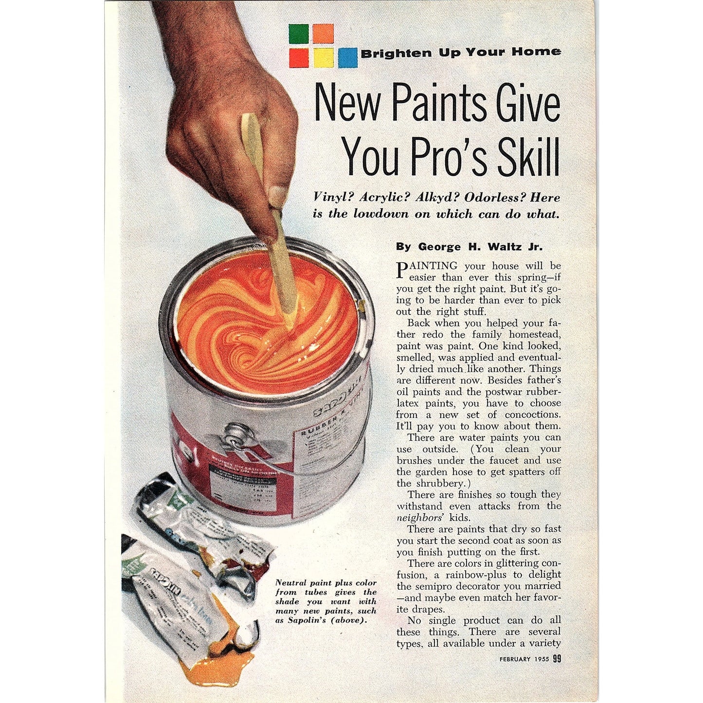 New Paints Give You Pro's Skill George H. Waltz Jr. 4-Page 1955 Article AG1-4