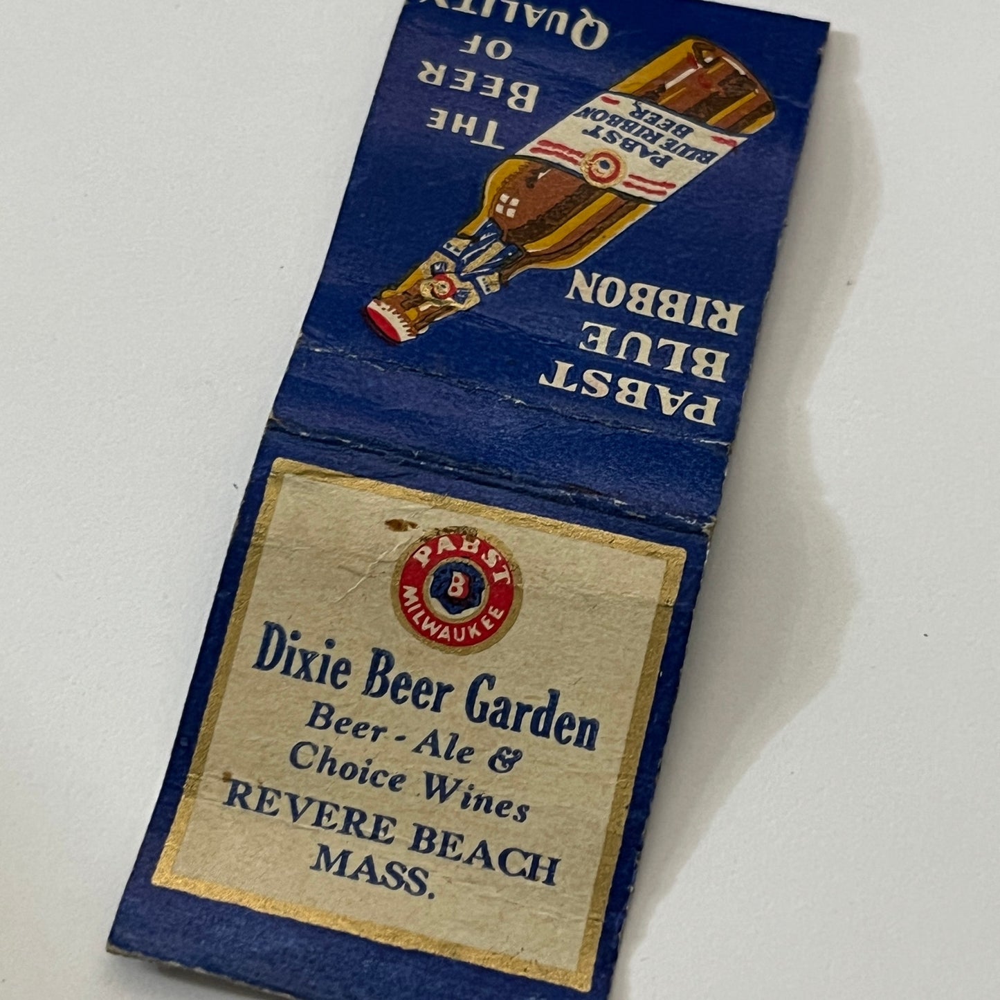 Dixie Beer Garden Revere Beach MA Pabst PBR Vintage Matchbook Cover TB6-MB1-13