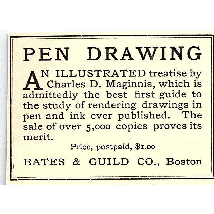 Pen Drawing Charles D Maginnis Bates & Guild Co Boston - 1908 Ad AF5-5