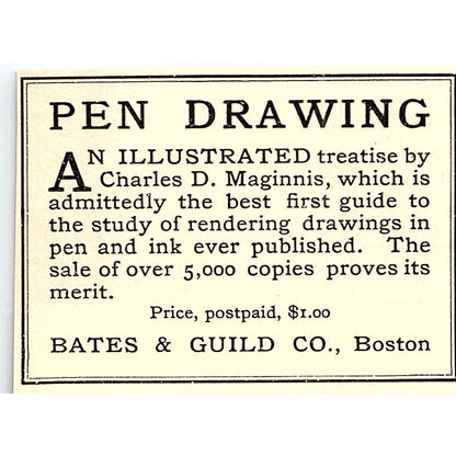 Pen Drawing Charles D Maginnis Bates & Guild Co Boston - 1908 Ad AF5-5