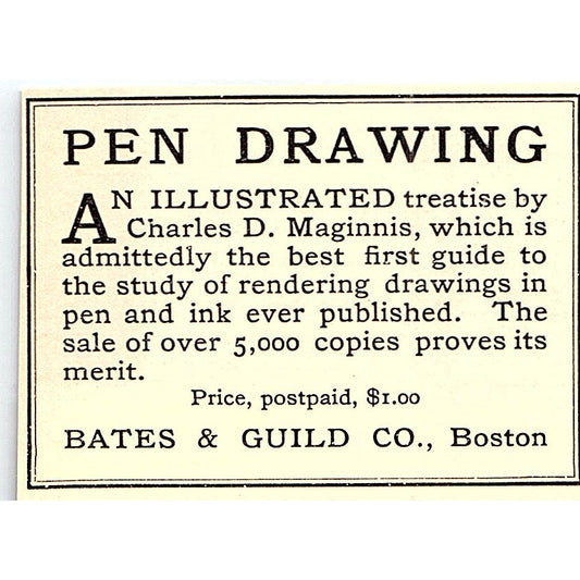 Pen Drawing Charles D Maginnis Bates & Guild Co Boston - 1908 Ad AF5-5