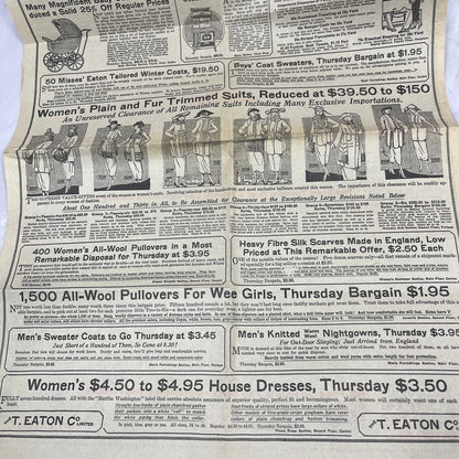 The T. Eaton Co Thursday Bargain News  - Winnipeg Manitoba 1920 Ad AG2-4