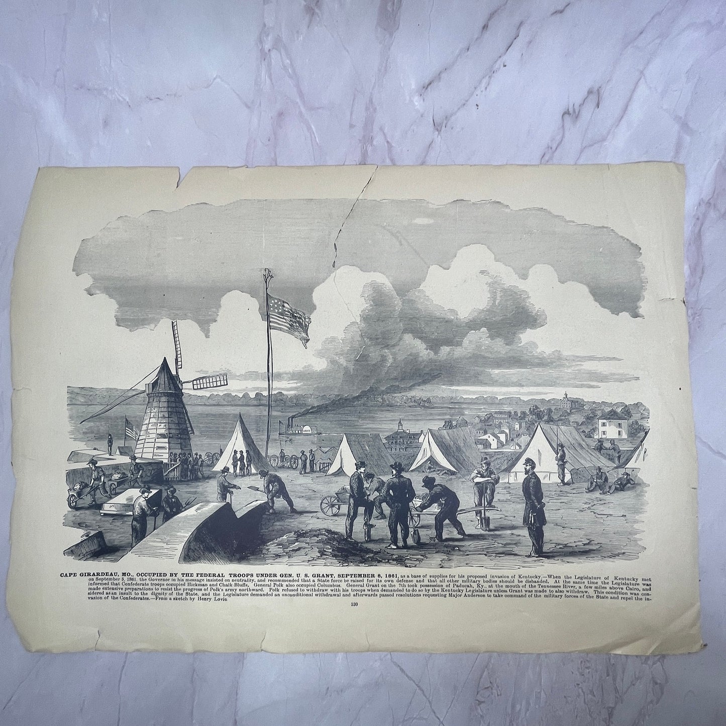 Engagement at Culp's House, General Grant at Cape Girardeau 1894 Engraving V14-4