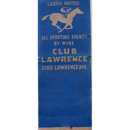 Club Lawrence Horse Racing Events Vintage Matchbook Cover SF4-Y1