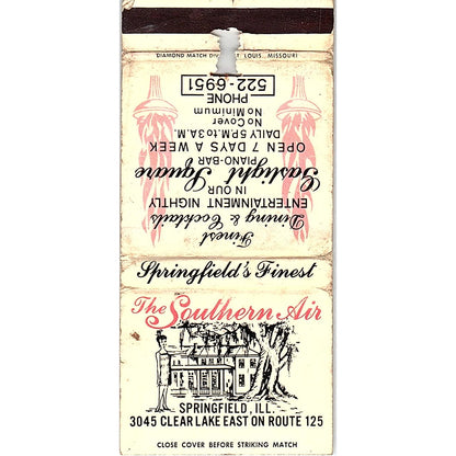 The Southern Air Springfield IL Jack & Hazel Crifasi Vtg Matchbook TB6-MB2-12