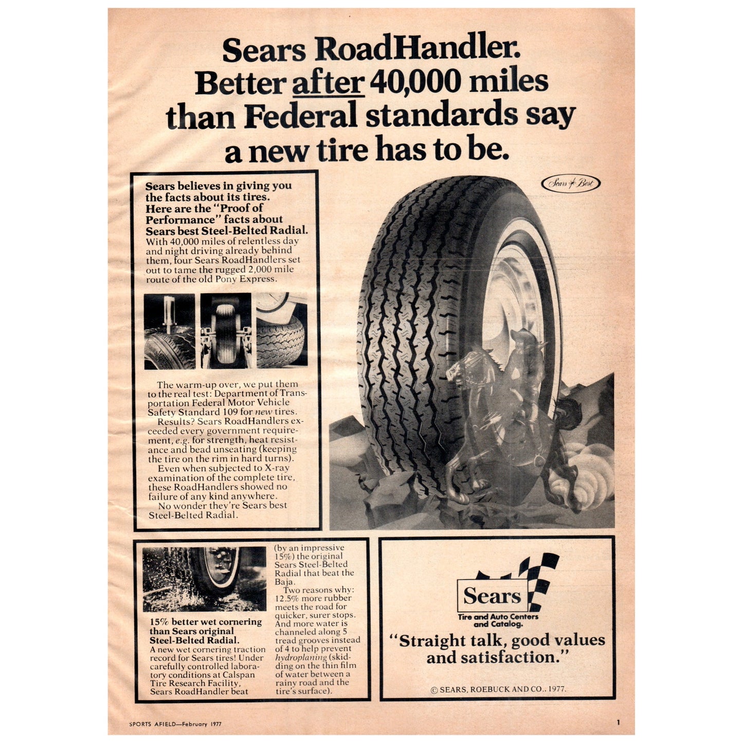Sears Tire & Auto Centers RoadHandler Tires 1977 Ad D25