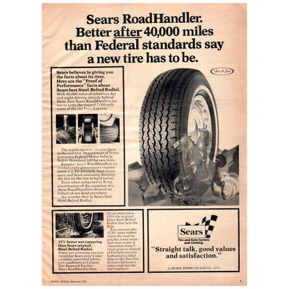 Sears Tire & Auto Centers RoadHandler Tires 1977 Ad D25