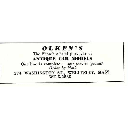 Olken's Antique Car Models Wellesley MA 1950 Ad AF6-M5