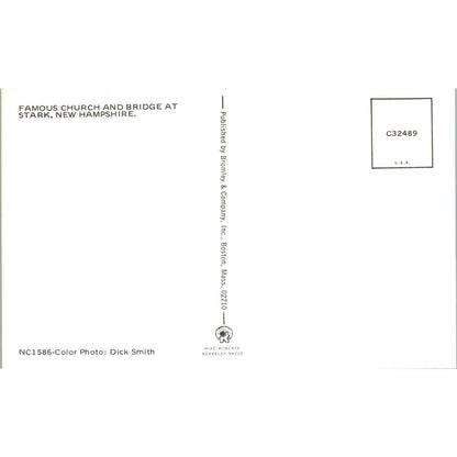 Famous Church and Bridge Stark NH Vintage Covered Bridge Postcard PC17