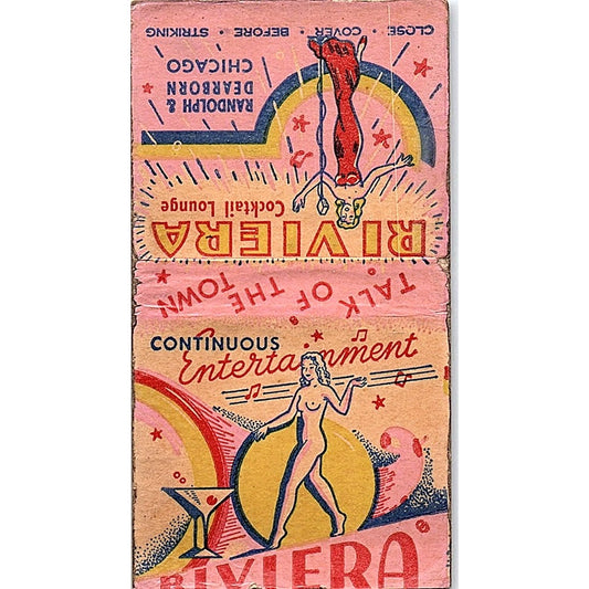 Riviera Cocktail Lounge Randolph & Dearborn Chicago Pinup Matchbook Cover SC7-Y3