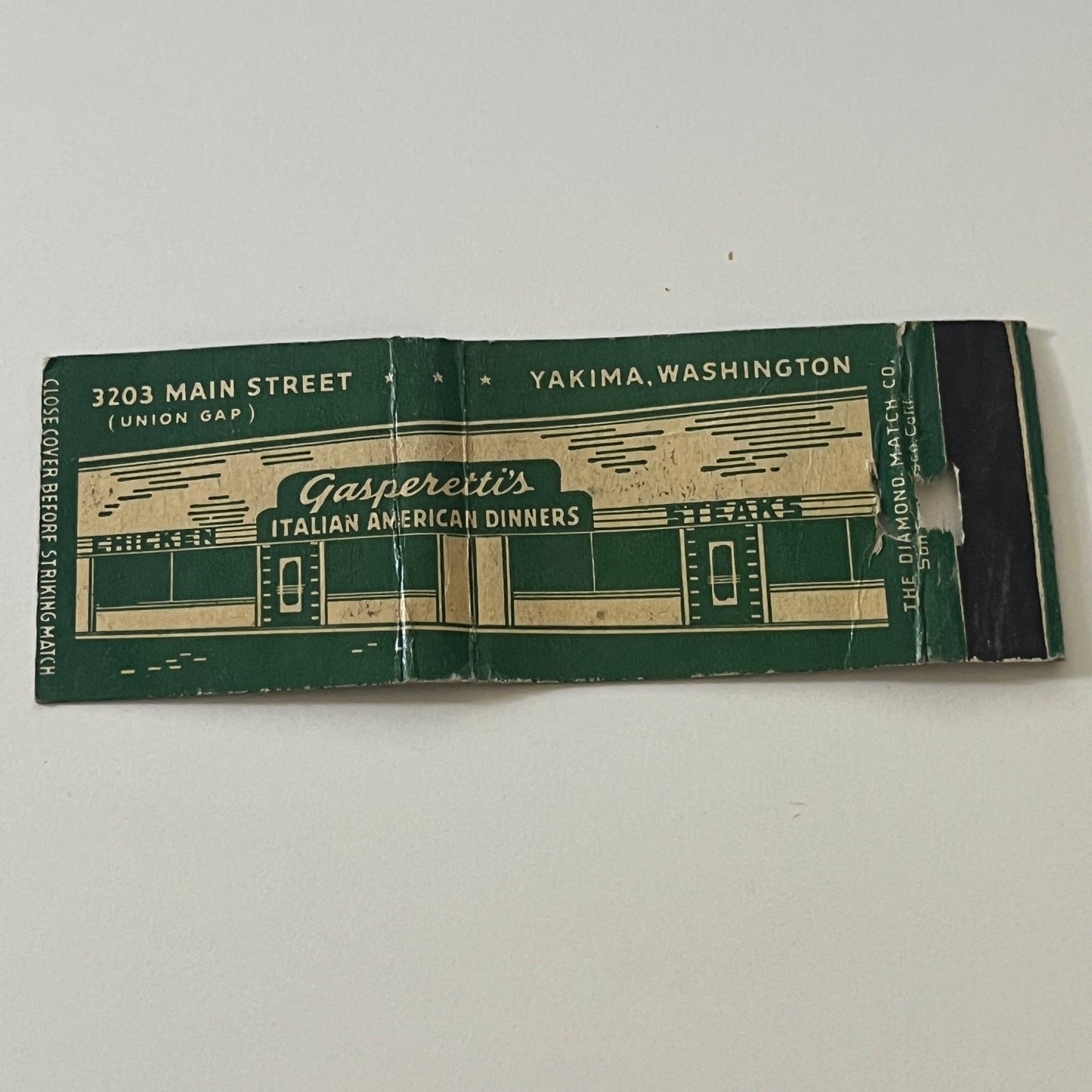 Gasperetti's Italian Dinners Yakima Washington Vintage Matchbook TB6-MB2-6