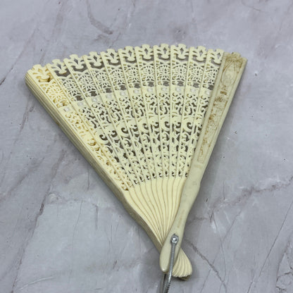 Vintage Folding Hand Fan Ornate Celluloid Hong Kong SC1