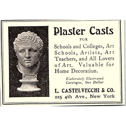 Plaster Casts for Art L. Castelvecchi & Co New York - 1906 Ad AF5-3