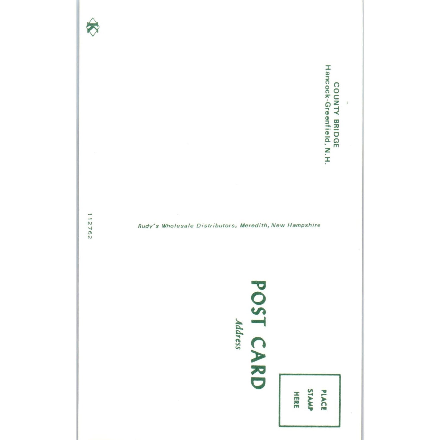 County Bridge Hancock-Greenfield NH Covered Bridge Postcard PB12