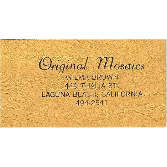 Original Mosaics Wilma Brown Laguna Beach CA Vintage Business Card SF3-B4