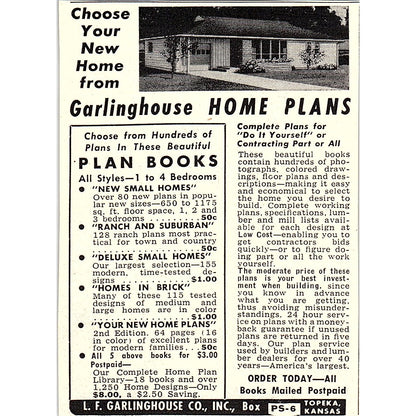L.F. Garlinghouse Co Home Plans Topeka Kansas 1955 Ad AF9-M1