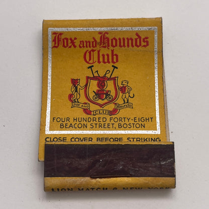 Fox & Hounds Club Boston, Red Coach Grill Wayland MA Matchbook Cover TB8-MB-7