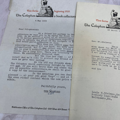 1930s Lot of 3 Leaflets - The Colophon Book Collectors Quarterly D22
