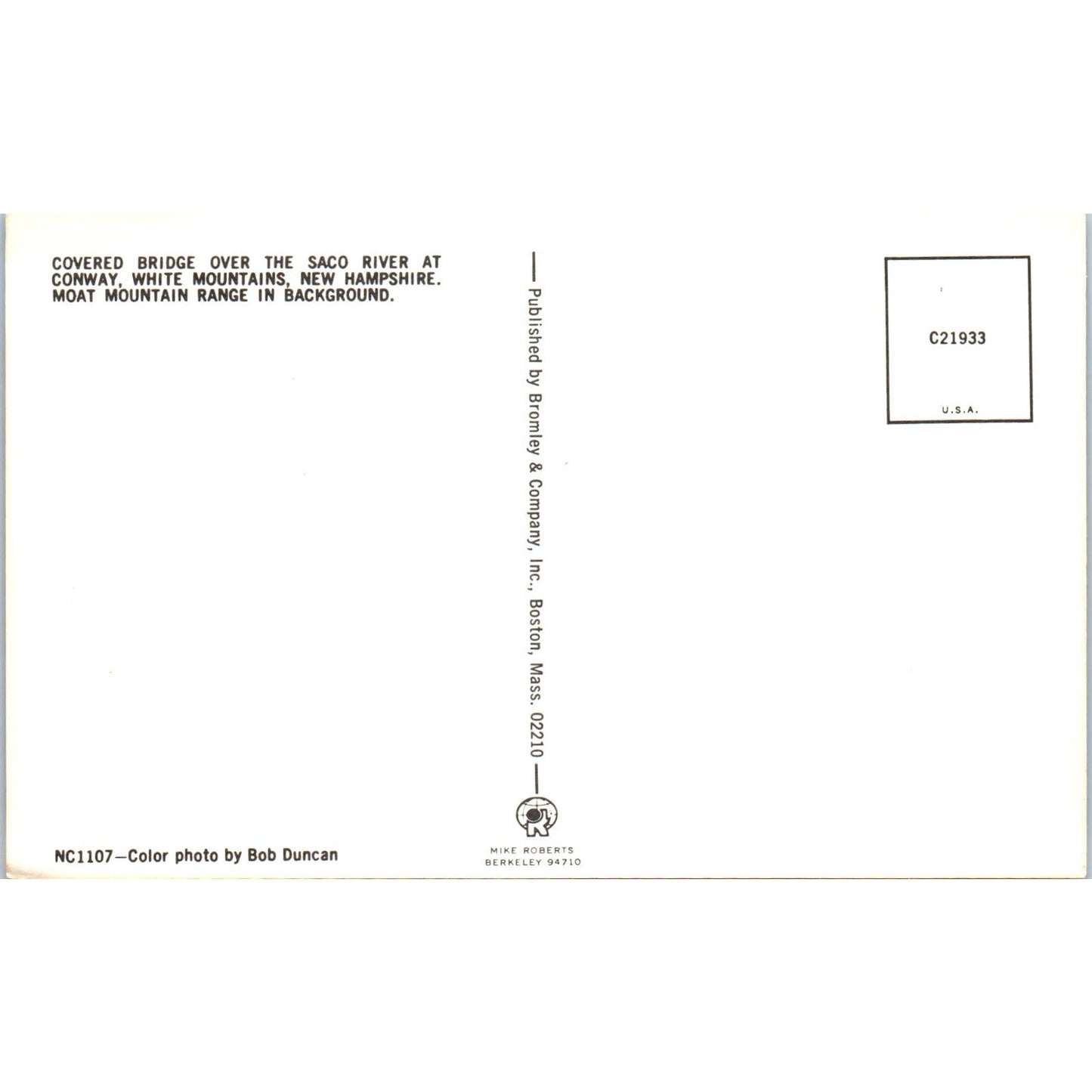 Saco River Bridge Conway NH Covered Bridge Postcard PC4