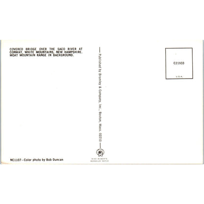 Saco River Bridge Conway NH Covered Bridge Postcard PC4