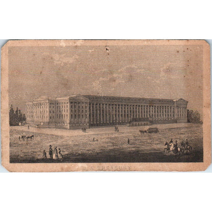 c1880 US Treasury Building Engraving Souvenir Card 3.75x2.5" AF7-E11