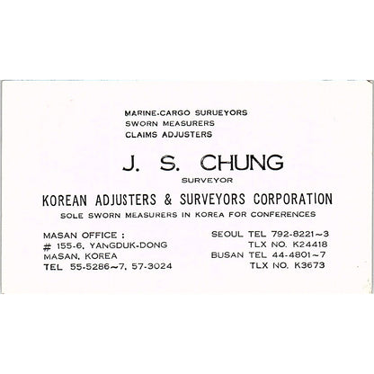 Korean Adjusters & Surveyors Corporation J.S. Chung Yangduk-dong Card SSB4-B13
