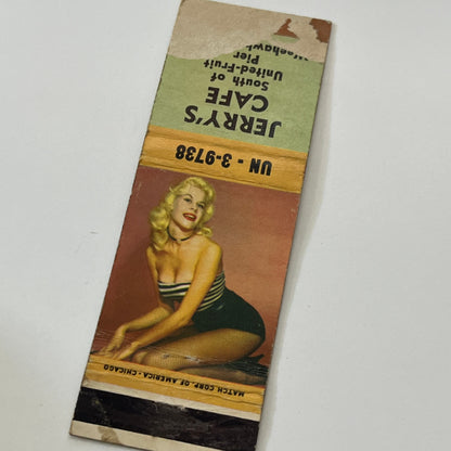 Jerry's Cafe Weehawken NJ Pinup Vintage Matchbook Cover TB6-MB1-14