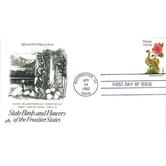 Hawaii 1982 State Birds & Flowers of The Frontier States First Day Issue TJ5-PC2