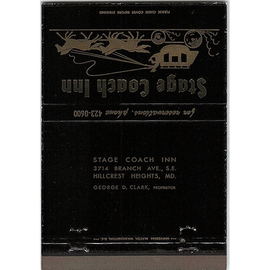 Stage Coach Inn Hillcrest Heights MD Large Vintage Matchbook TB6-MB2-10