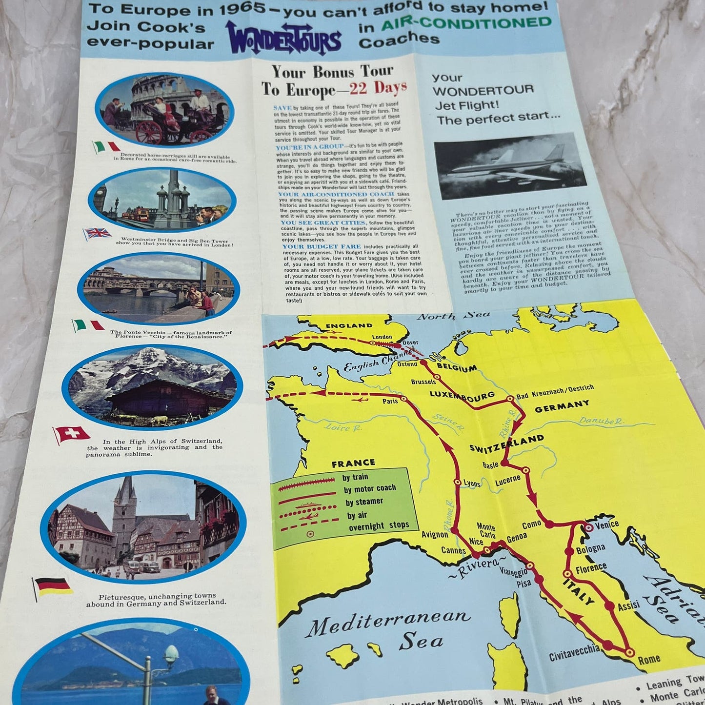 1965 WonderTours European Coach Tour Travel Vintage Brochure TI8-S3