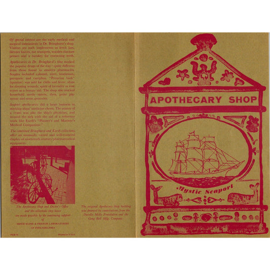 Apothecary Shop Mystic Seaport Mystic CT Vintage c1970 Travel Brochure SAI1-2