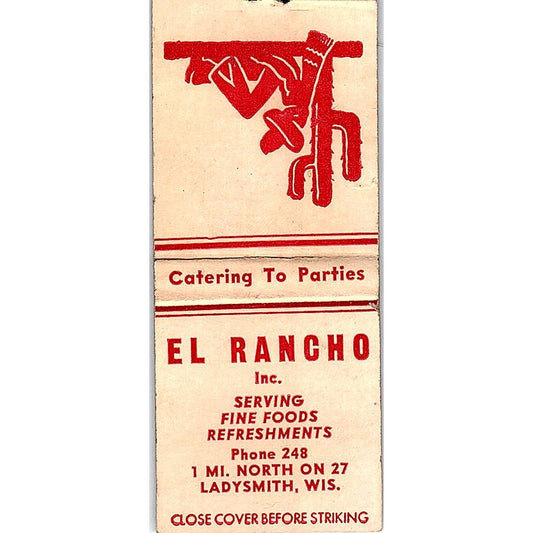 El Rancho Ladysmith WI Vintage Matchbook Cover SF3-Y5
