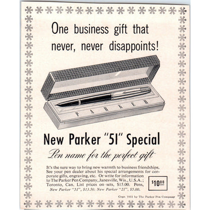 New Parker 51 Pen Special 1951 Magazine Ad AF1-MF1