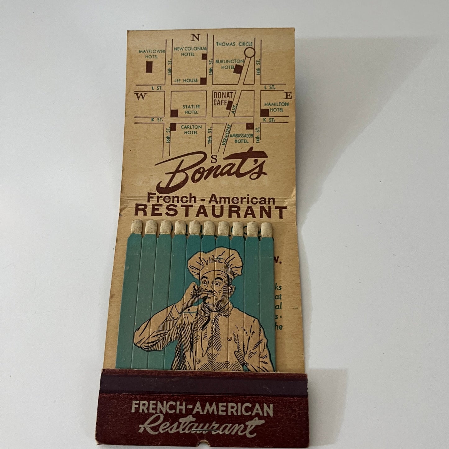 Borat's French-American Restaurant Jumbo Feature Matches Vtg Matchbook SC4-R8