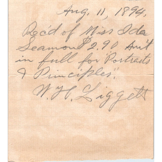 1894 Handwritten Letter Ida Seamon N.H. Liggett Soudersburg PA Area D21