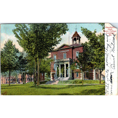 1907 Hathorn Hall Bates College Lewiston Maine Original Postcard PC10