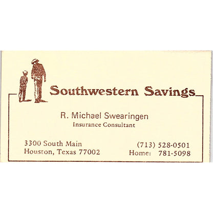 Southern Savings Michael Swearingen Houston TX Vintage Business Card SB4-B10