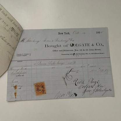 Colgate & Co New York 1865 Civil War Era Billhead & Erie Ry Waybill C15