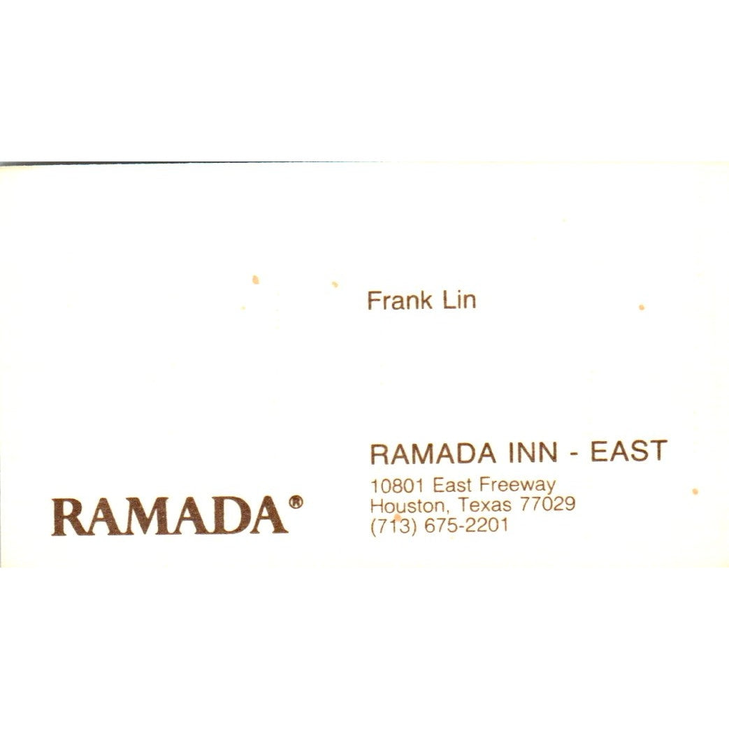 Frank Lin Ramada Inn East Houston TX Vintage Business Card SE3-B1