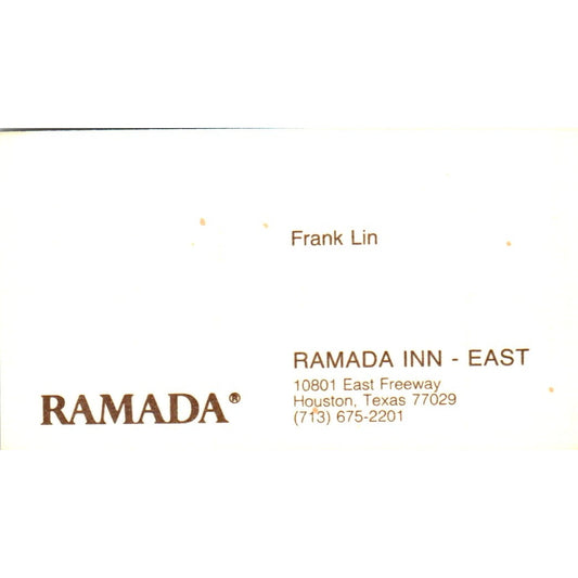 Frank Lin Ramada Inn East Houston TX Vintage Business Card SE3-B1