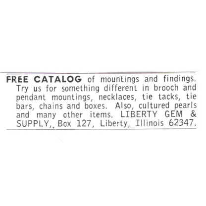 Liberty Gem & Supply Liberty Illinois 1972 Ad AF8-S20