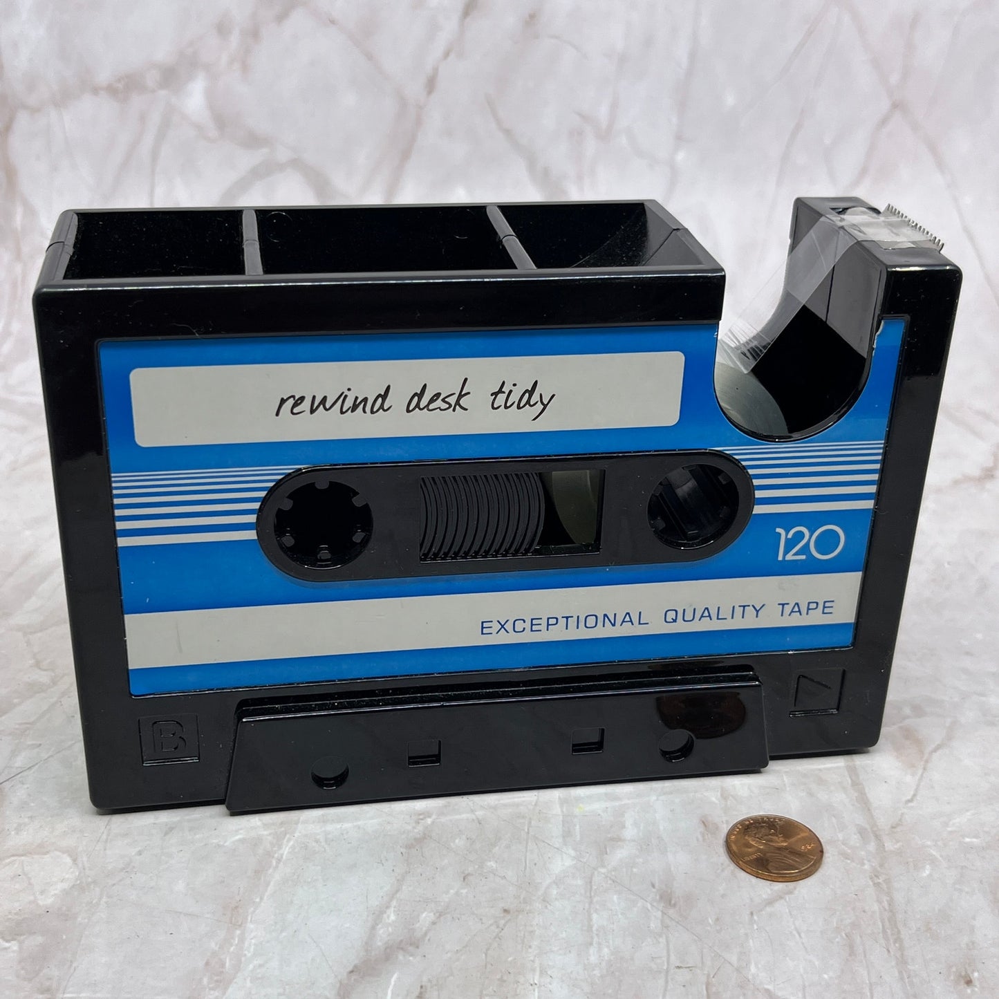 VTG Rewind Desk Tidy Cassette Tape Desktop Pen Pencil Caddy Tape Dispenser TF4